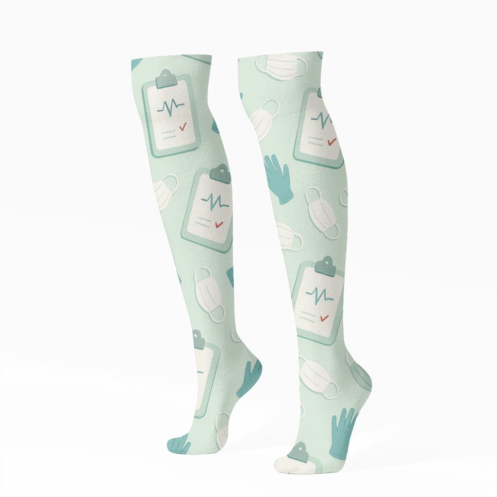 Minty Clipboard Meadow stylish athletic knee-high socks