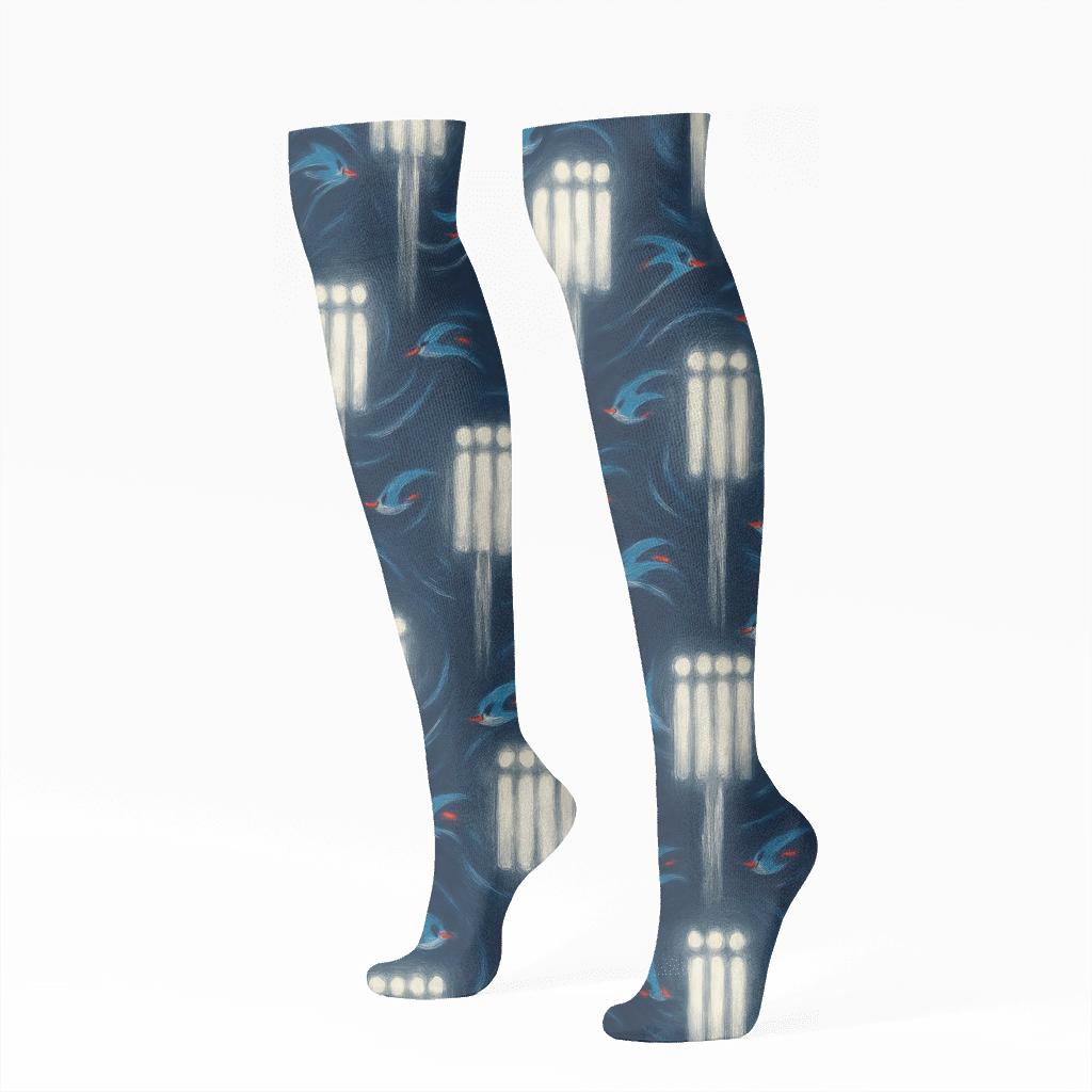 Stadium Glow Trail Blue-Jays Tribute Pattern custom knee-high socks