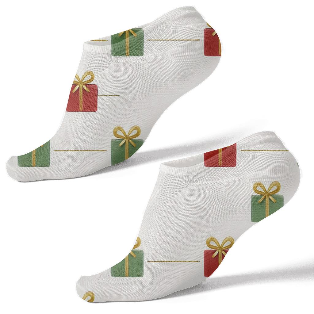 Gilded Bows And Presents Garland Grid designer print ankle socks