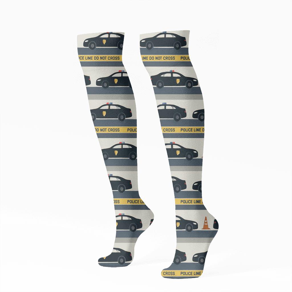Patrol Car Stripe Band Police Officer Inspired custom knee-high socks