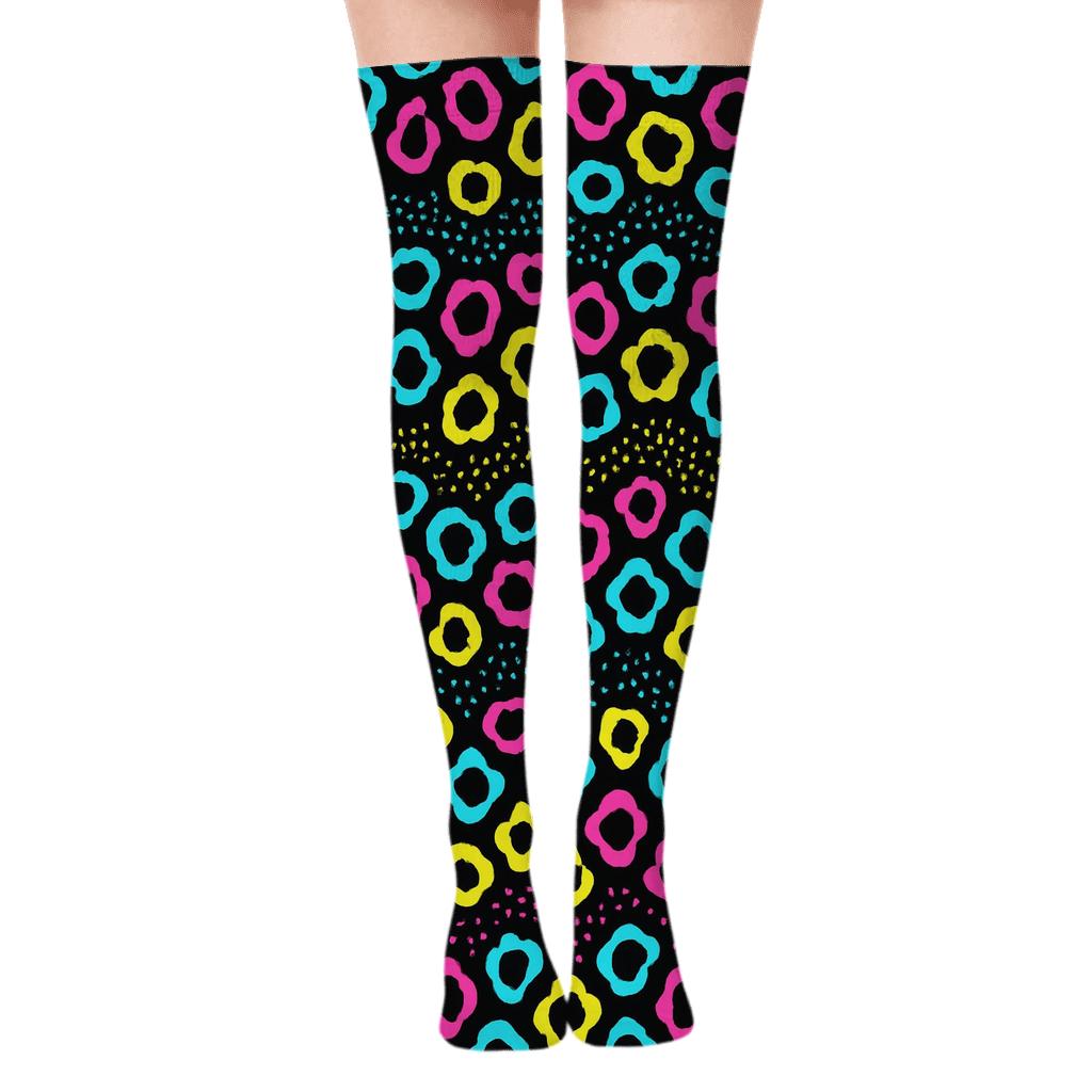 Neon Mirage Leopard Stripe Bands premium cozy over-the-knee socks