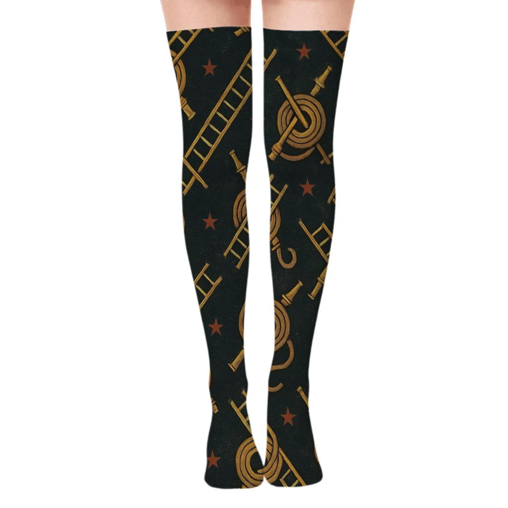 Ladder And Hose Constellations Fire Fighter stylish fashion over-the-knee socks