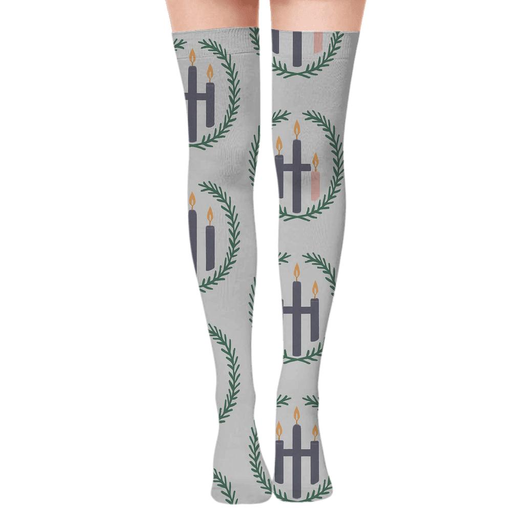 Evergreen Halo Quartet Pattern Advent Candles stylish fashion over-the-knee socks