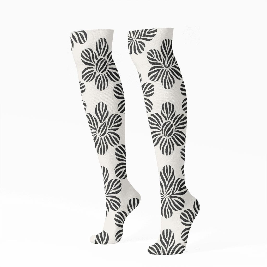 Radial Zebra Hoofprint Bursts soft everyday knee-high socks