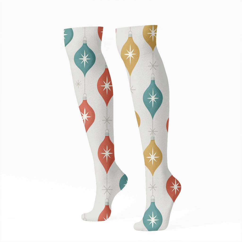 Vintage Bauble Ornaments Holiday custom knee-high socks