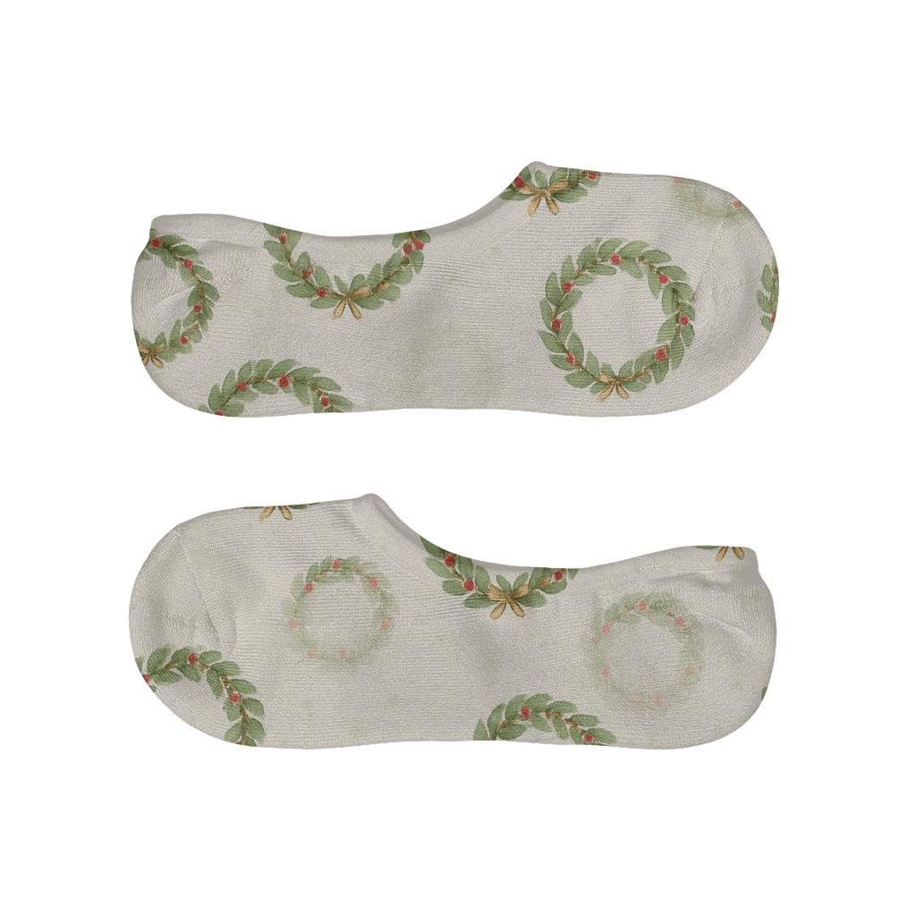Holiday Wreath Medallion Scatter On Ivory unique hidden socks