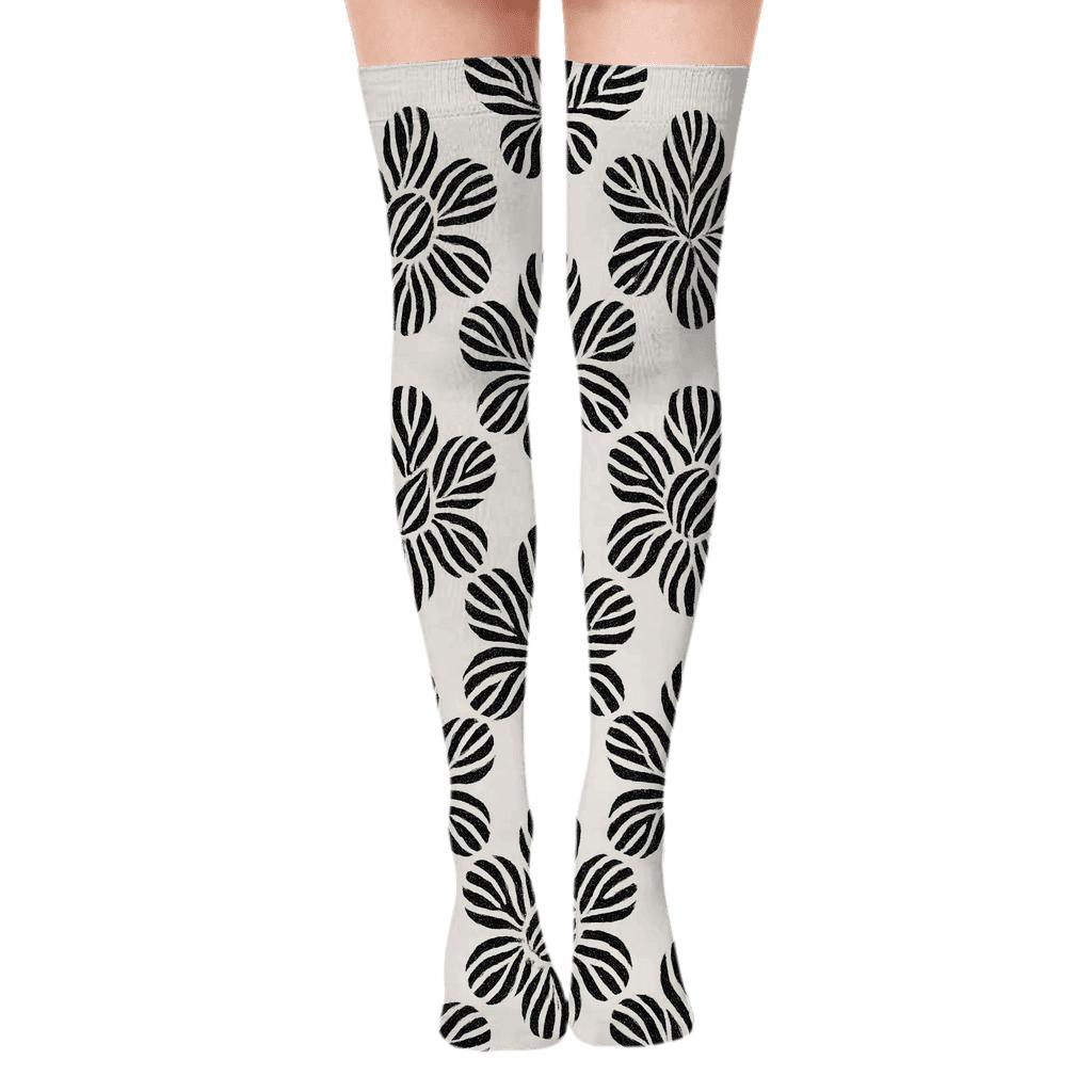Radial Zebra Hoofprint Bursts stylish fashion over-the-knee socks