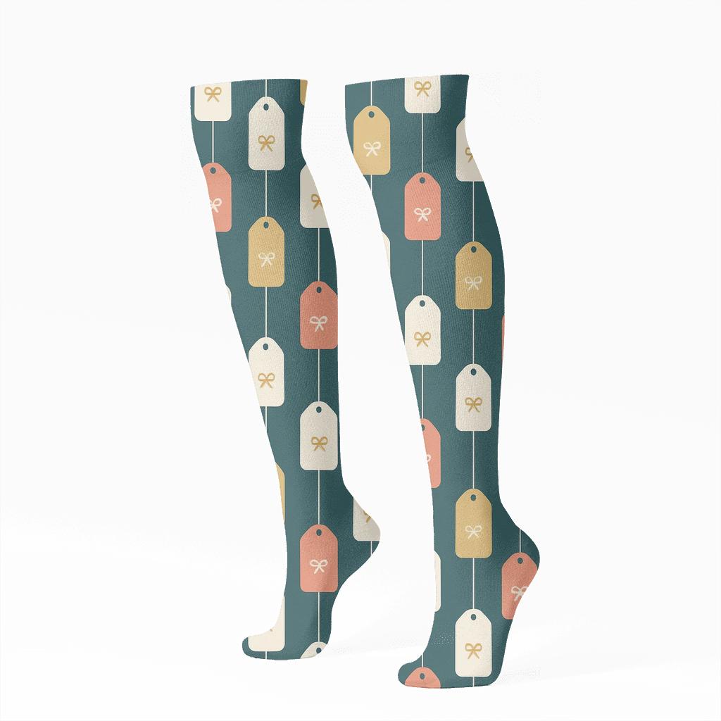 Galaxy Gift Tag Cascade Presents Edition comfortable cotton knee-high socks