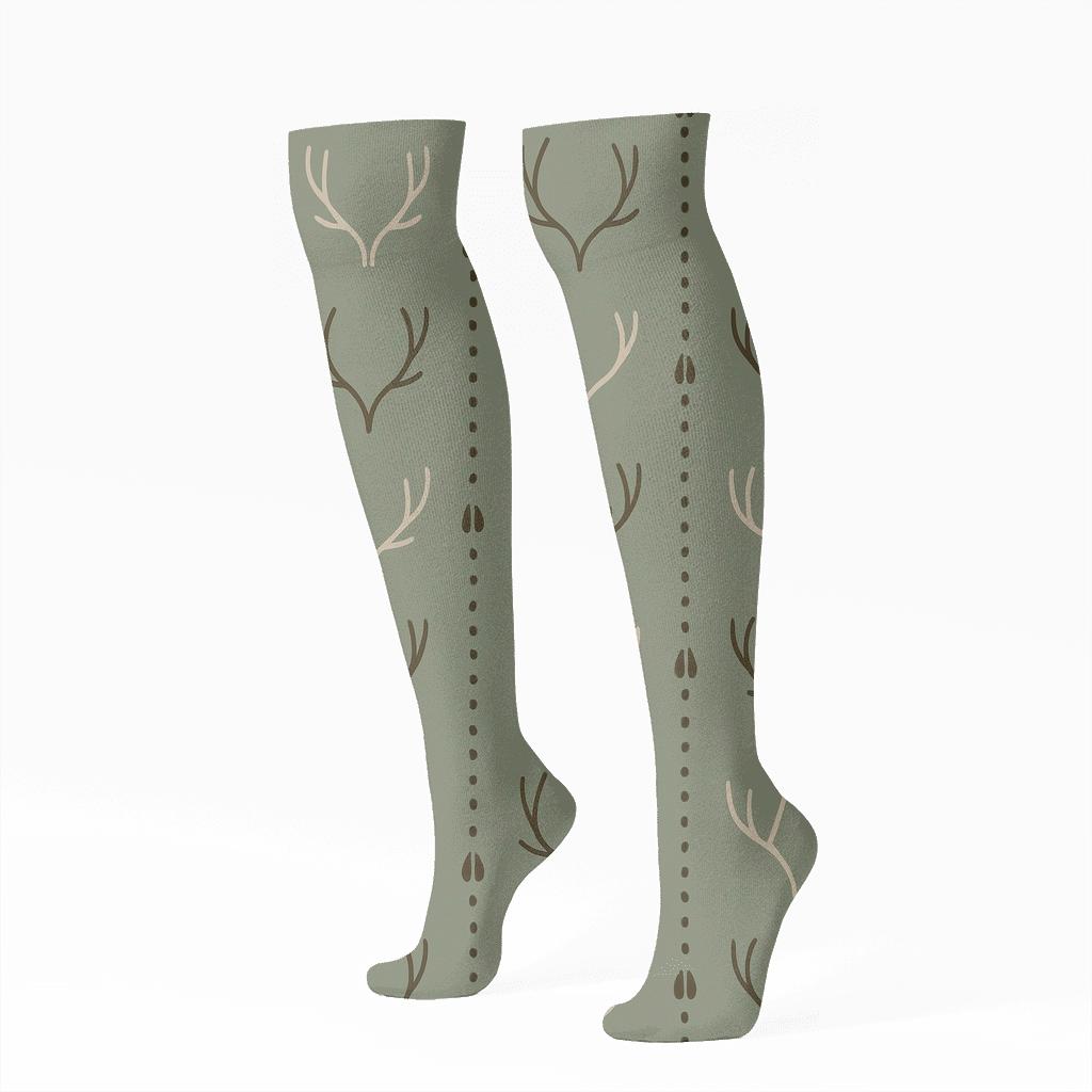 Antler Tracks Pattern Reindeer Edition soft everyday knee-high socks