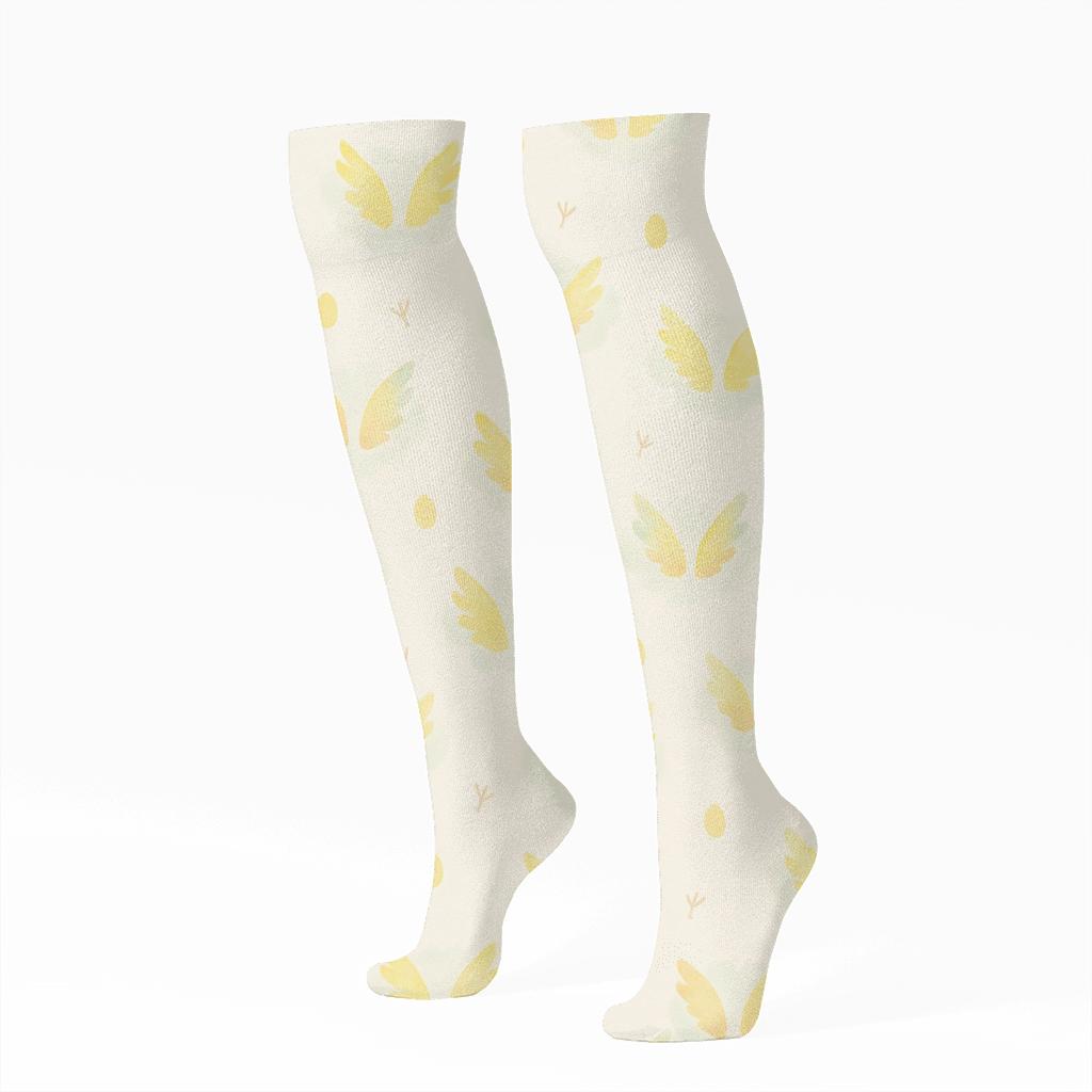 Canary Wing Pastel Cloud Scatter unique graphic knee-high socks