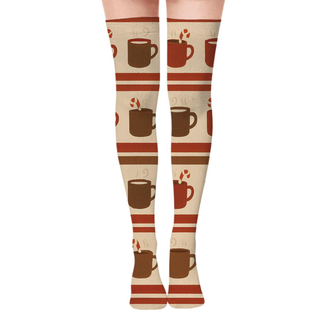 Winter Mug Row With Candy Canes Stirrers stylish fashion over-the-knee socks