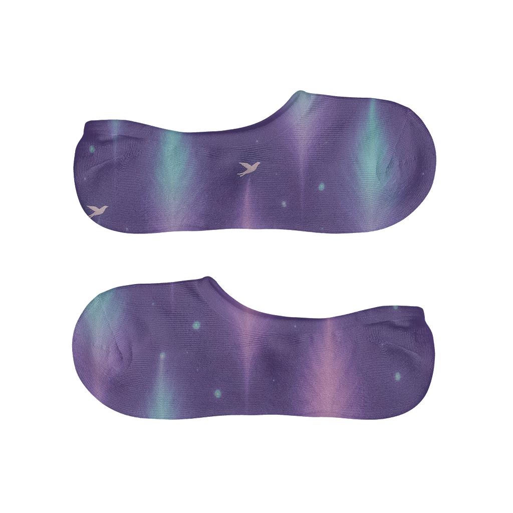 Fantasy Aurora Bird Plume Bands On Twilight Purple personalized no-show socks