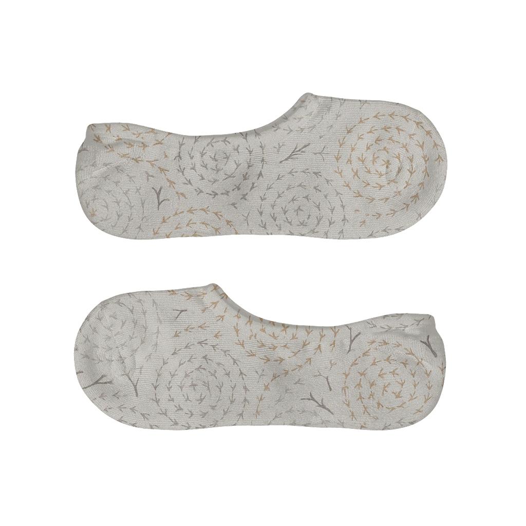 Robin Footprint Spiral Rosettes On Birch White personalized invisible socks
