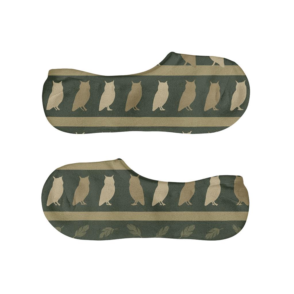 Owl Perch Silhouette Forest Bands On Deep Moss breathable seamless no-show sockscustom no-show socks