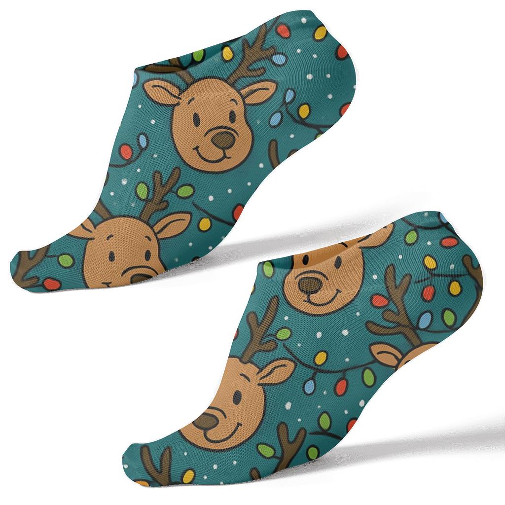 Reindeer With Tangled Lights Holiday Parade personalized ankle socks