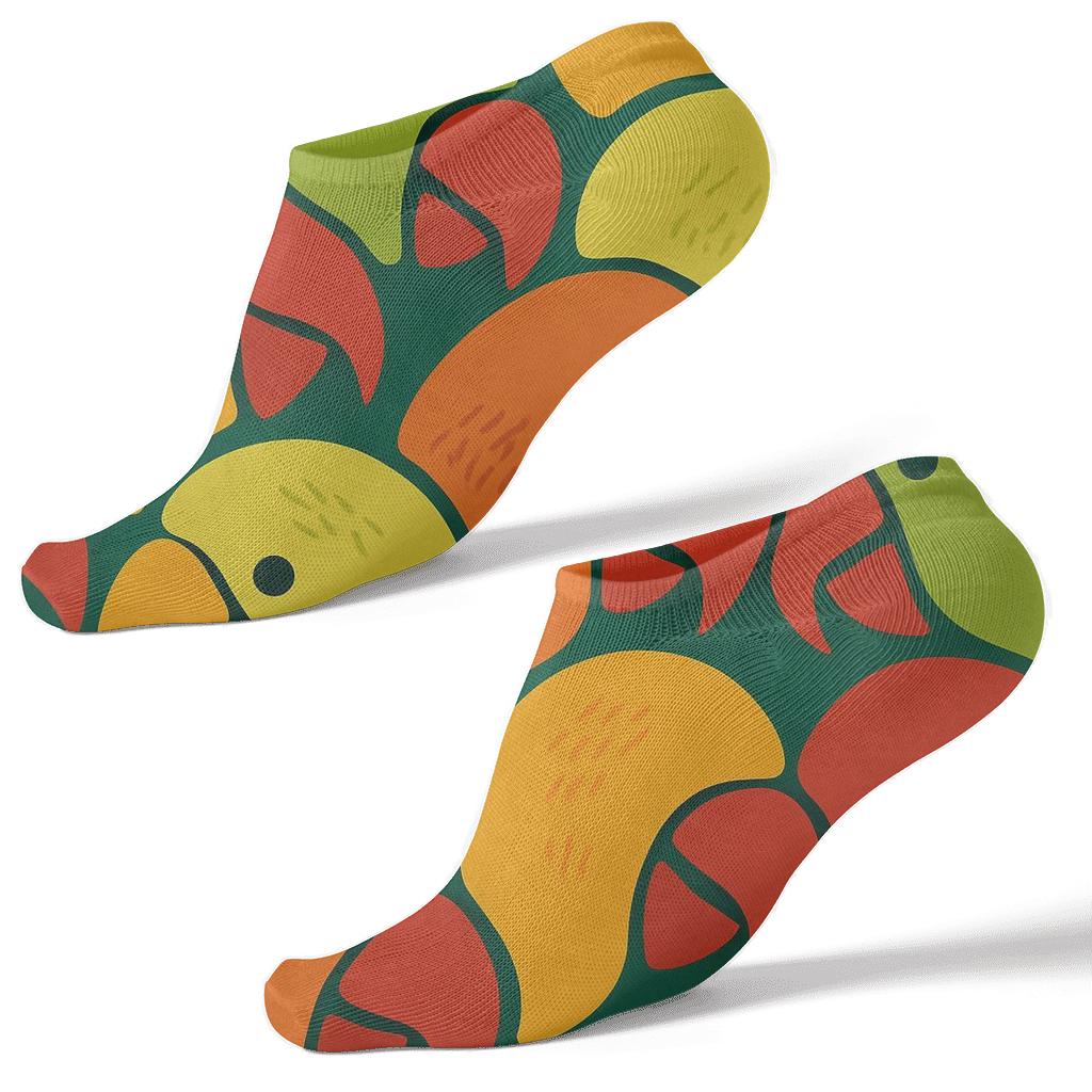 Parrot Beak Tessellation On Jungle Green comfortable cotton ankle socks