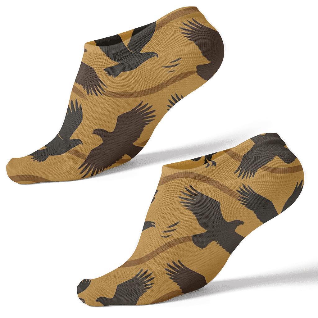 Eagle Silhouette Flight Path On Burnished Gold designer print ankle socks