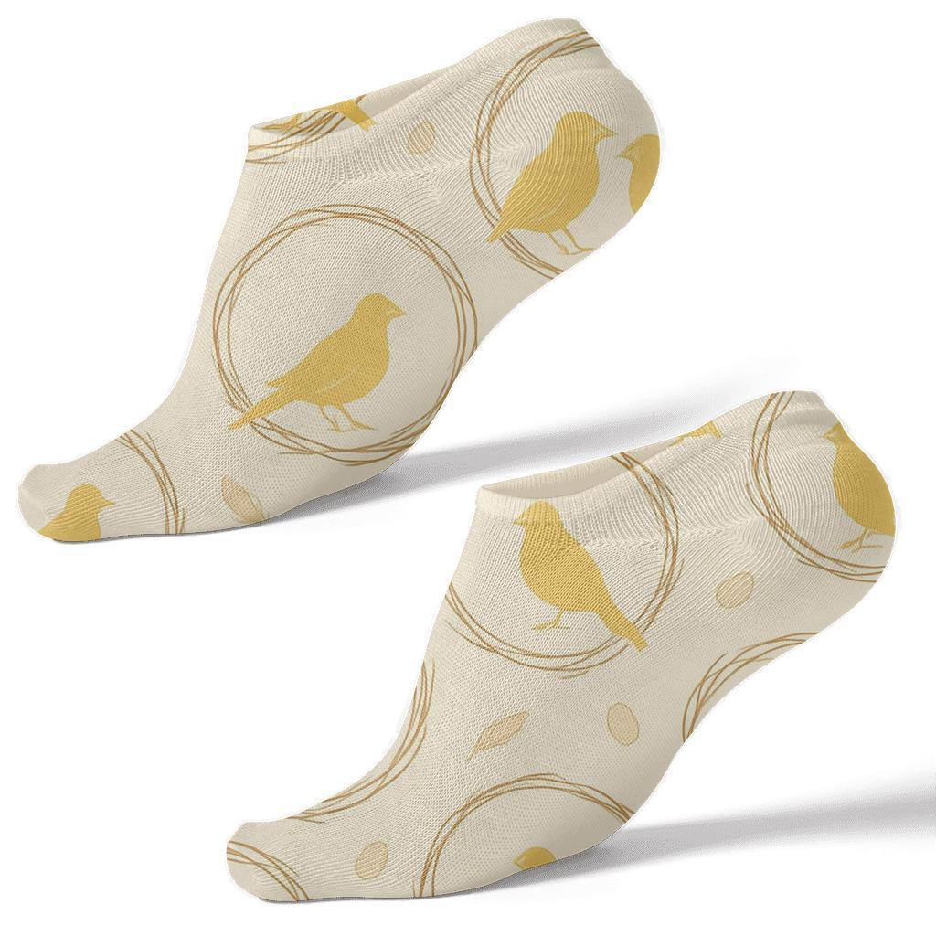 Canary Nest Ring Scatter On Cream trendy patterned ankle socks