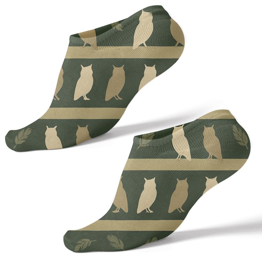 Owl Perch Silhouette Forest Bands On Deep Moss stylish athletic ankle socks