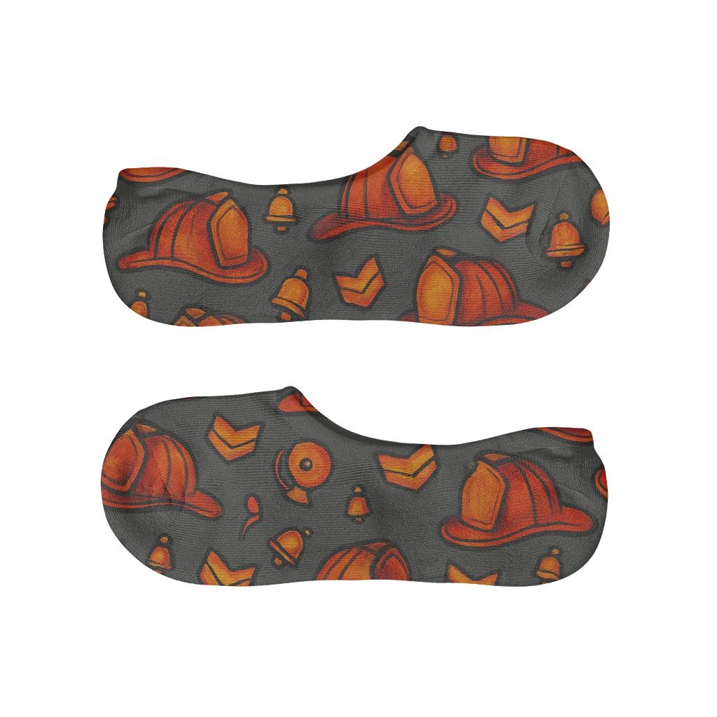 Ember Helmets With Fire Fighter Rhythm designer print no-show socks