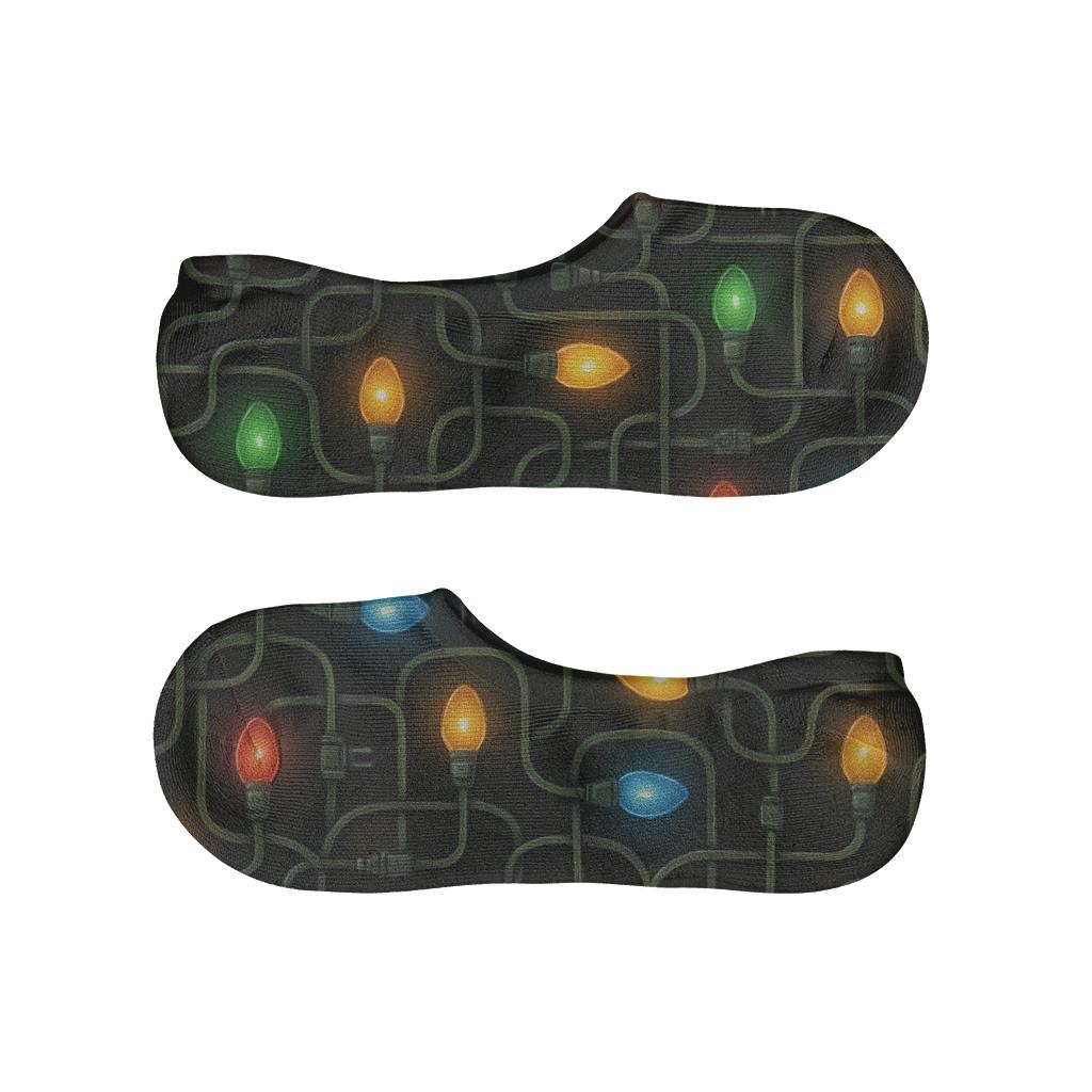 Multicolor Tangled Bulb Maze designer print no-show socks