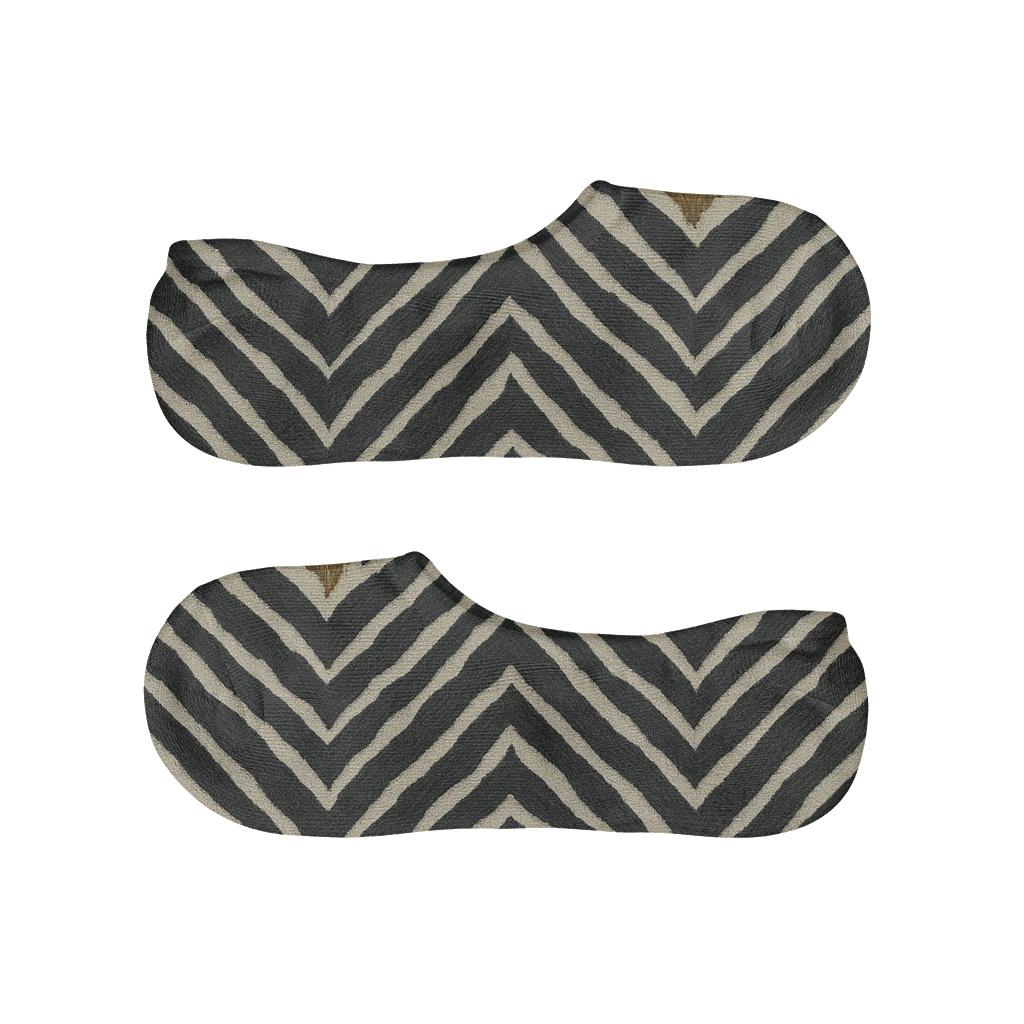 Golden Mane Chevron Zebra Weave designer print no-show socks