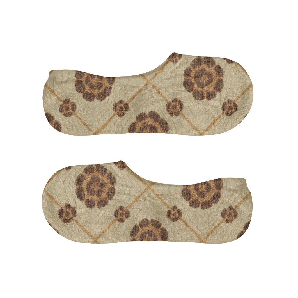 Tawny Rosette Lattice Panels breathable no-show socks