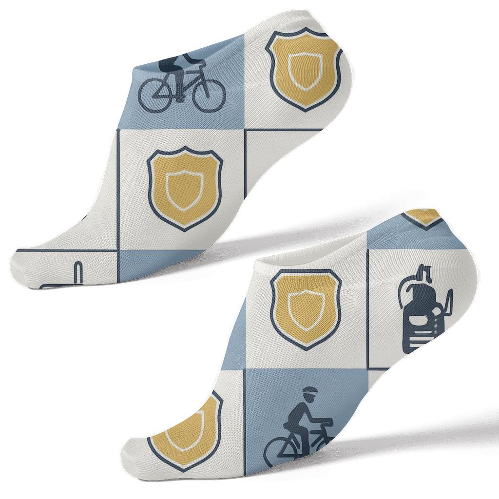 Community Beat Grid With Police Officer Icons stylish athletic ankle socks