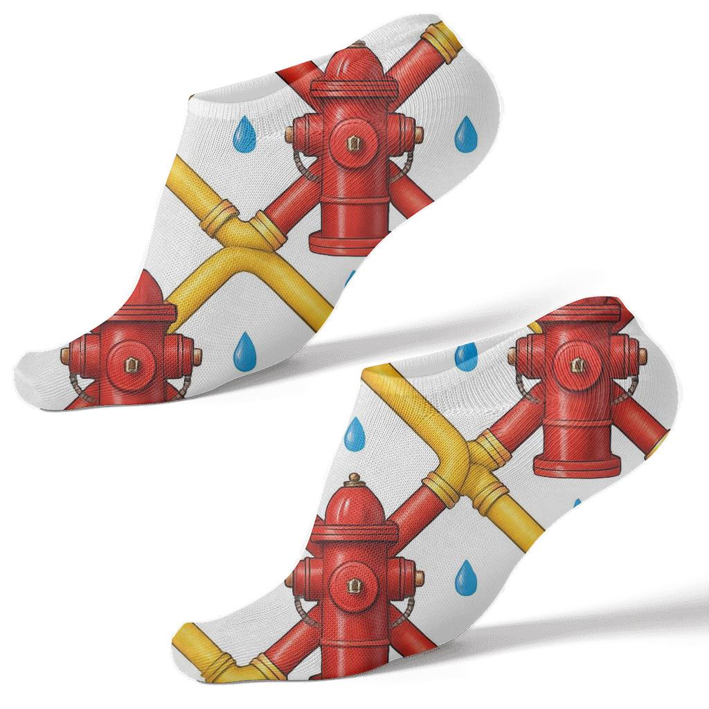 Hydrant And Hose Lattice Fire Fighter Edition personalized ankle socks