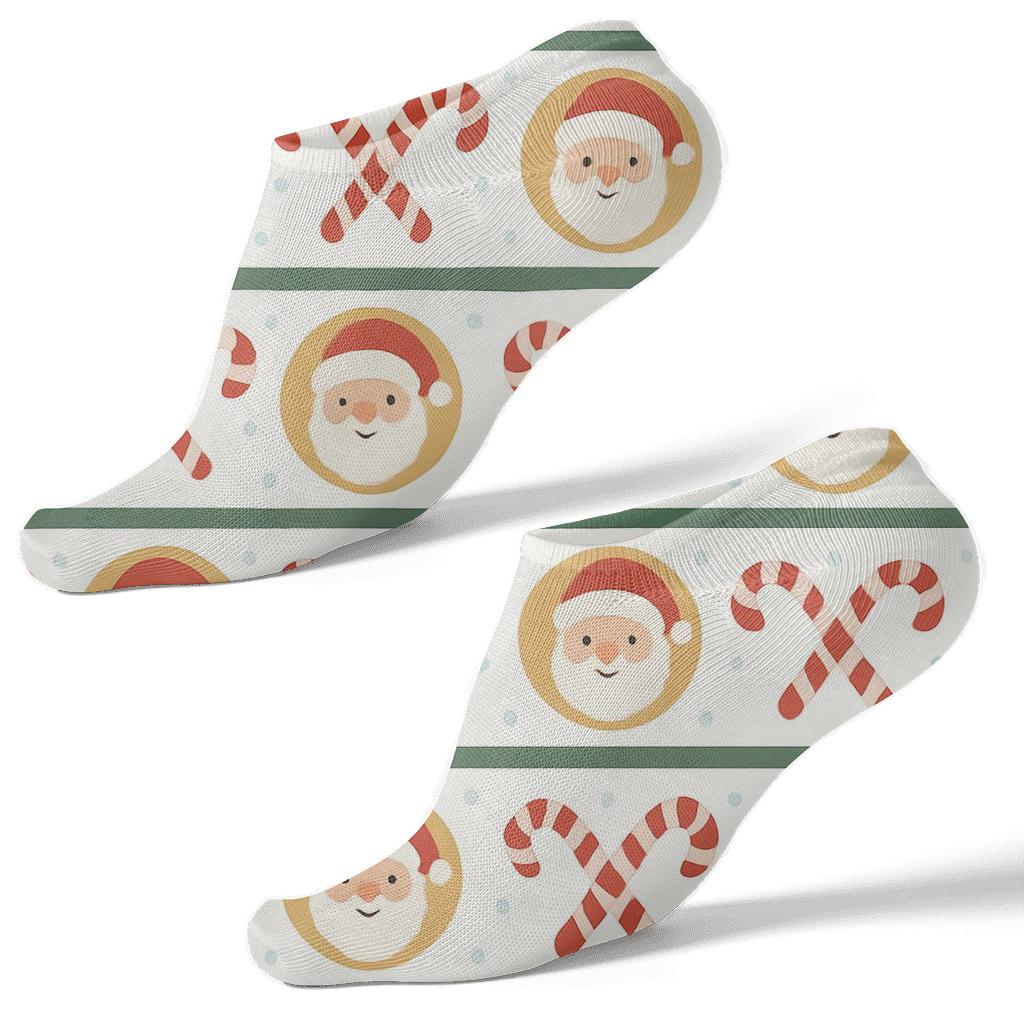 Candy Cane Constellation Band With Santa Claus Motif designer print ankle socks