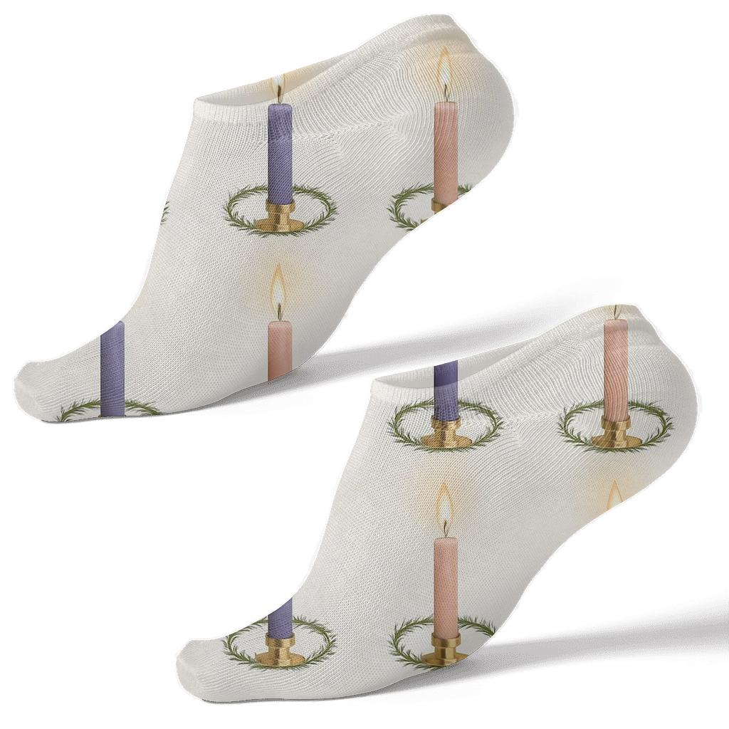 Evergreen Halo Grid Pattern Advent Candles Edition custom ankle socks