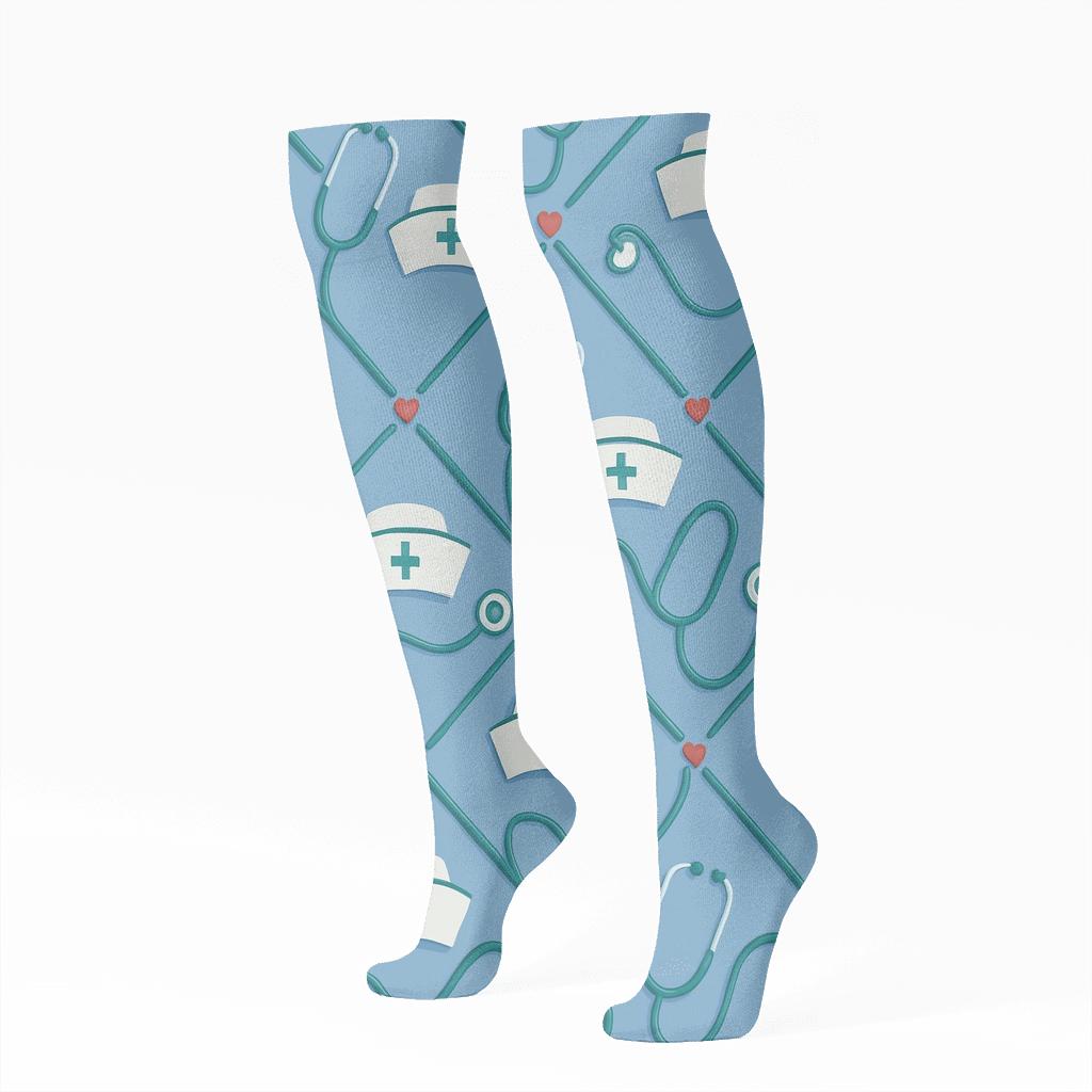 Scrub Symphony Stethoscope Lattice soft everyday knee-high socks