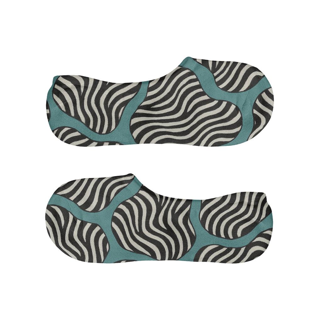 Teal Pooled Zebra Stripe Islands breathable seamless no-show sockscustom no-show socks