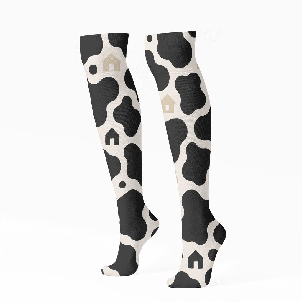 Nebula Spotted Pasture Grid comfortable cotton knee-high socks