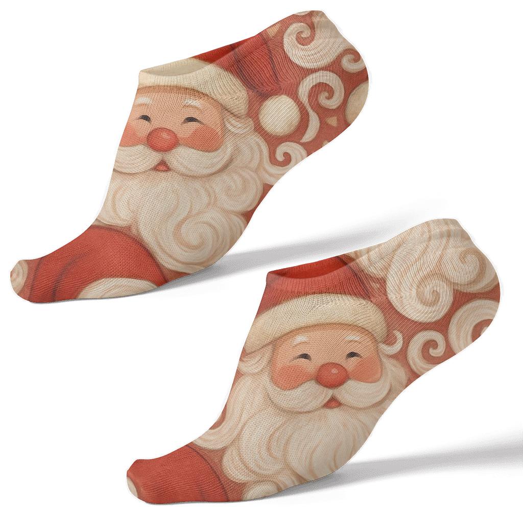 Beard Curl Geometry With Santa Faces comfortable cotton ankle socks