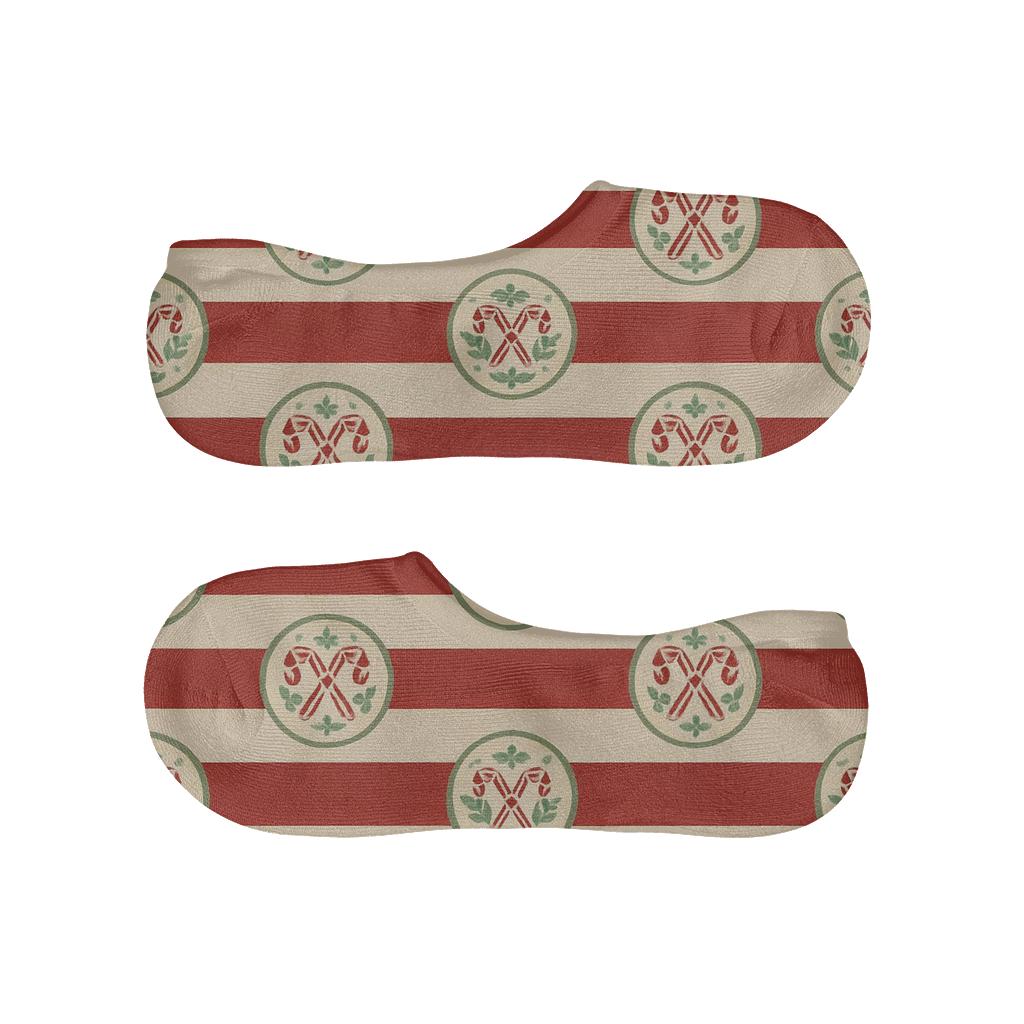 Striped Medallion Band With Candy Canes Motifs personalized invisible socks