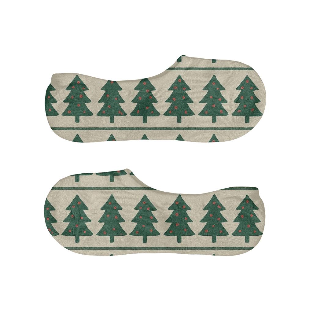 Christmas Tree Forest Stripe Bands designer print no-show socks