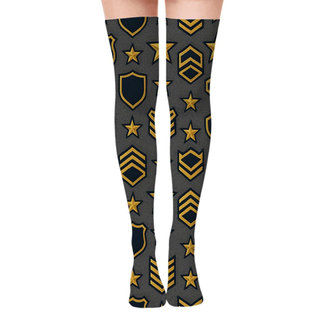 Police Officer Night Shift Badge Constellation stylish fashion over-the-knee socks