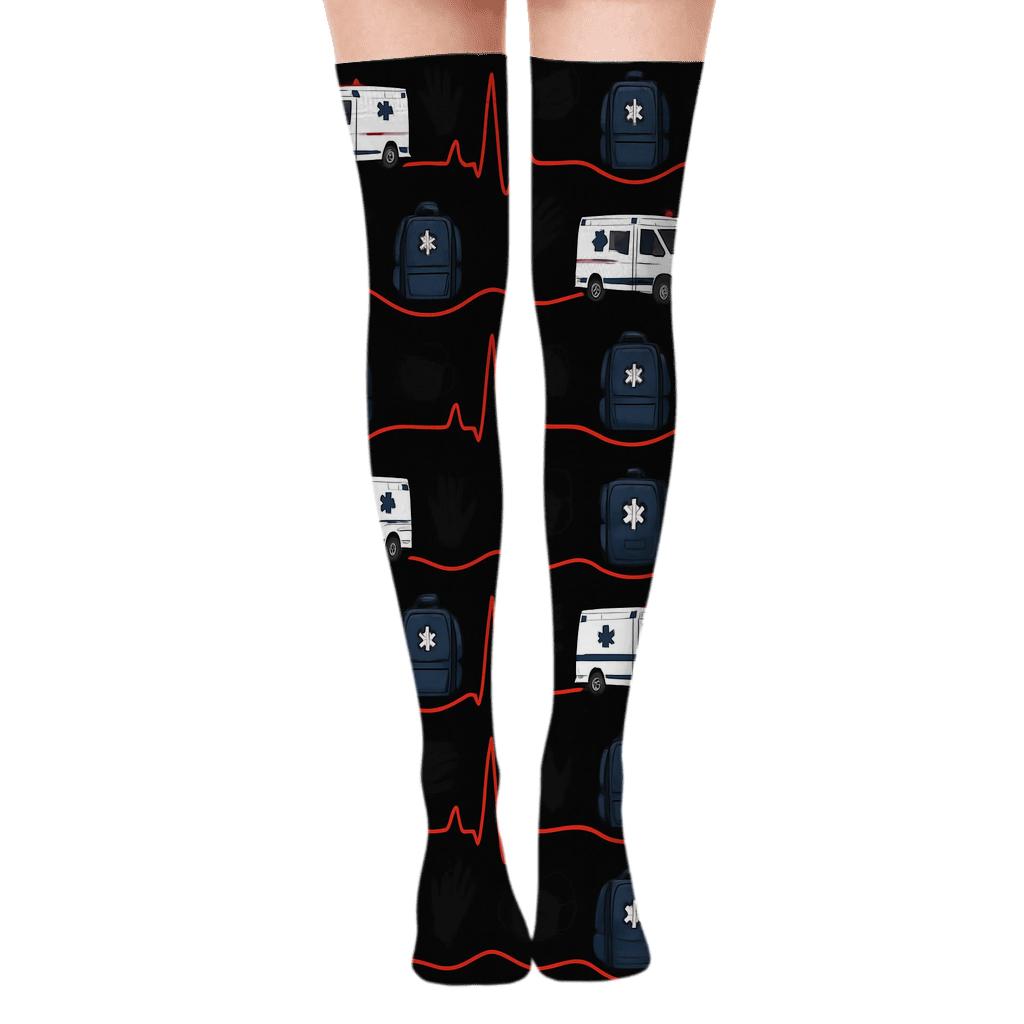 Life-Saving Wave Paramedic-Themed Tiling trendy patterned over-the-knee socks