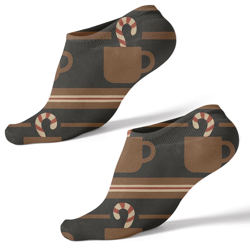 Midnight Mug Stripe With Candy Canes Steam stylish athletic ankle socks