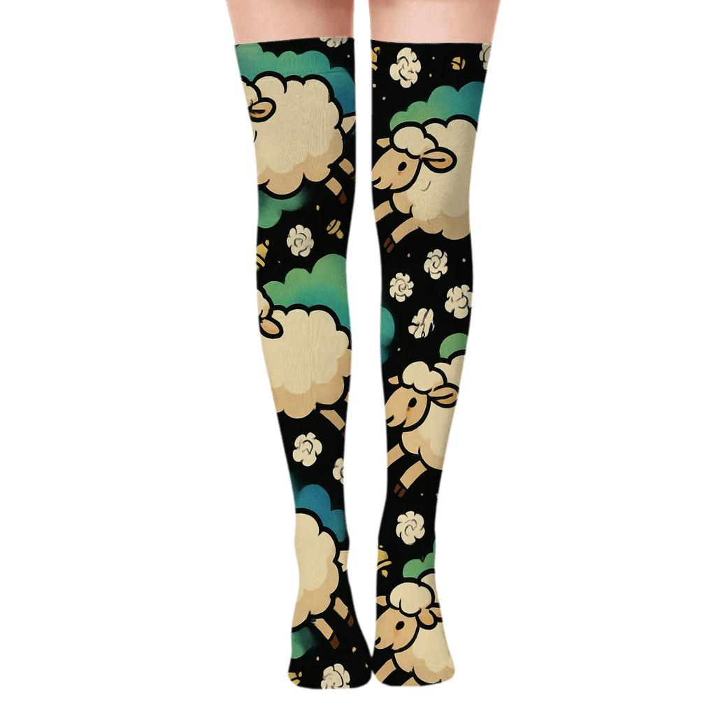 Nebula Field Tessellation Pattern Sheep custom over-the-knee socks