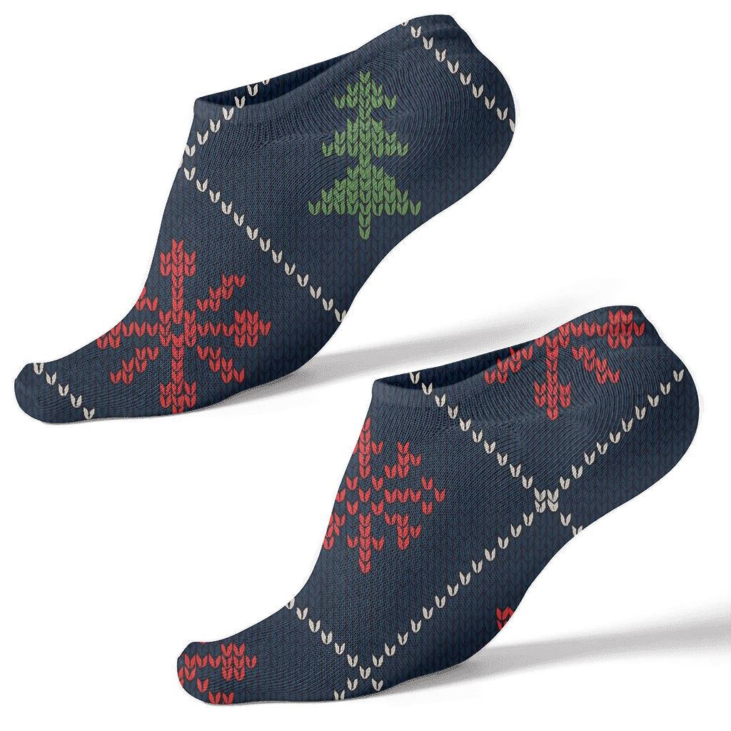 Christmas Nordic Snowflake Lattice personalized ankle socks