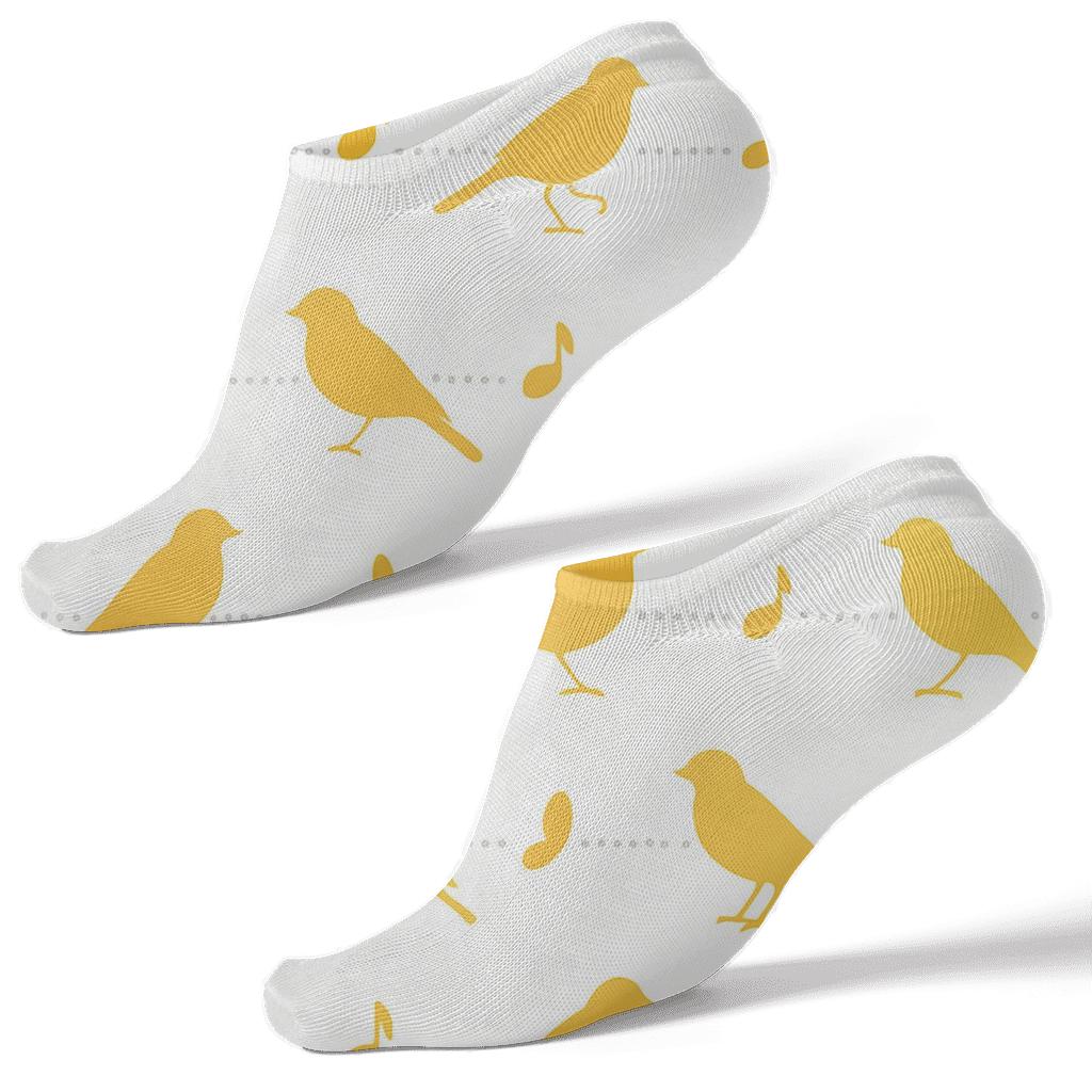 Canary Song Line Dots On White designer print ankle socks