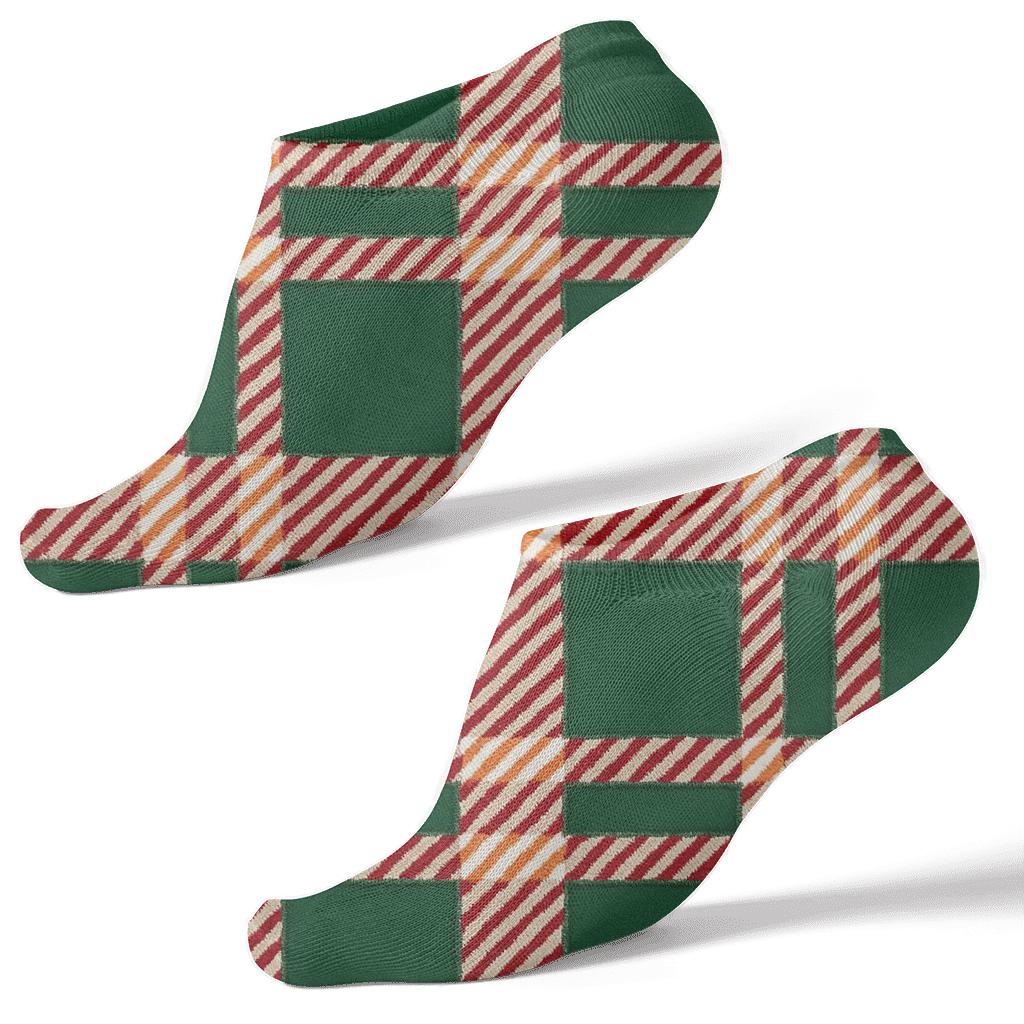 Candy Cane Xmas Plaid Weave stylish athletic ankle socks