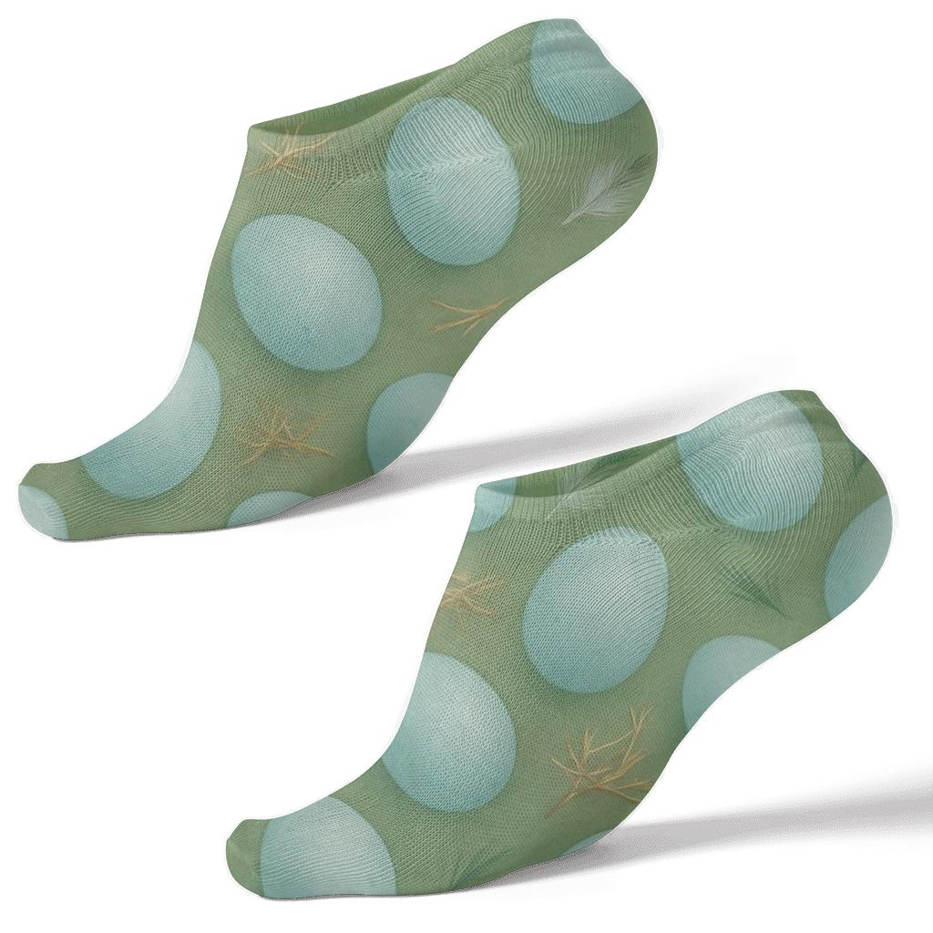 Robin Egg Oval Scatter On Soft Green comfortable cotton ankle socks