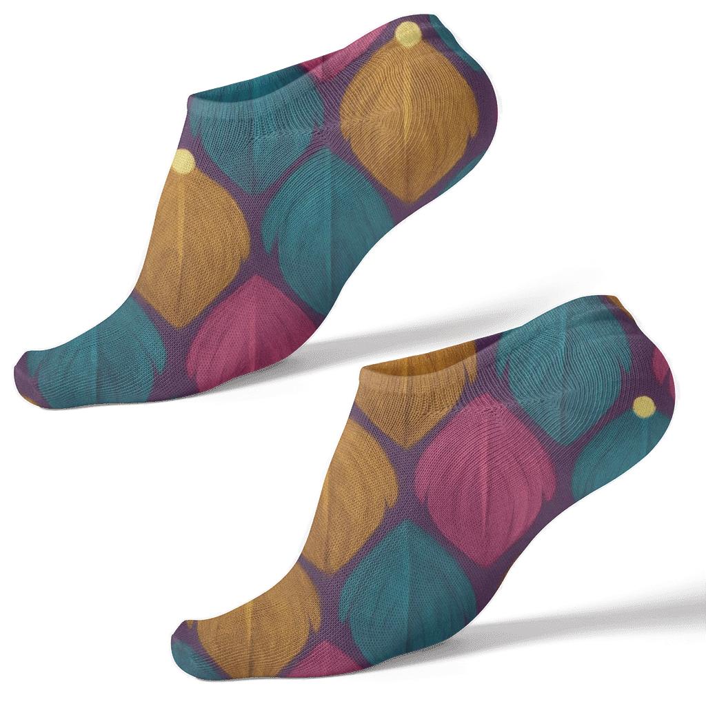 Fantasy Feather Scale Tessellation On Amethyst designer print ankle socks