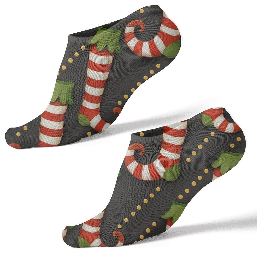 Striped Elf Socks Xmas Diagonal Ribbons stylish athletic ankle socks