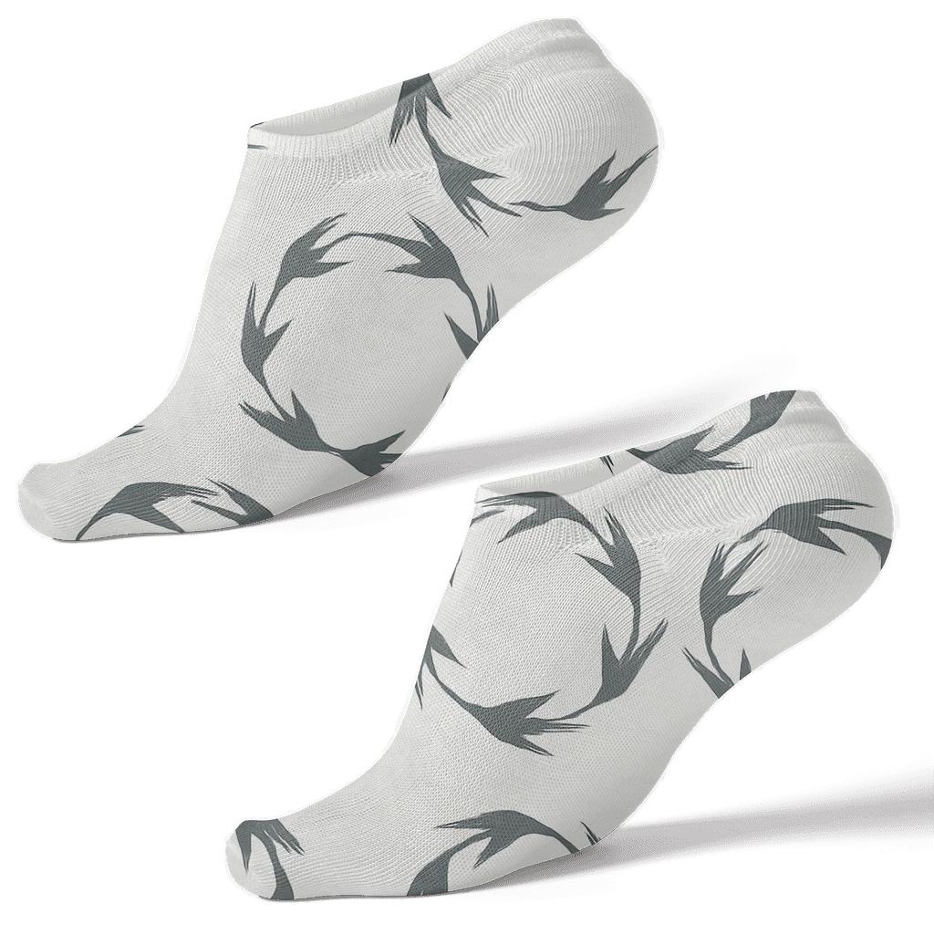 Cranes Circle Dance Ring On Mist White comfortable cotton ankle socks