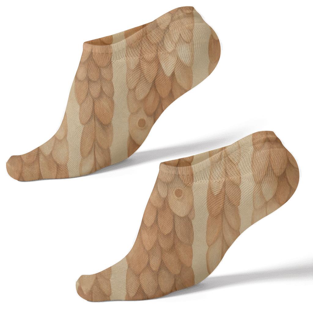 Owl Feather Stripe Bark On Soft Sand trendy patterned ankle socks