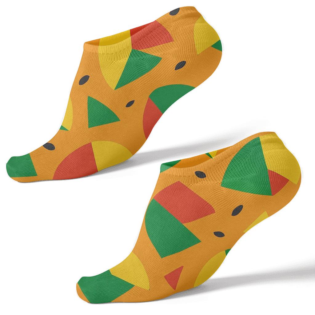 Parrot Beak Polygon Scatter On Citrus Orange designer print ankle socks